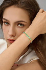 Pearich 14K Gold Filled Turquoise Tennis Bracelets For Women