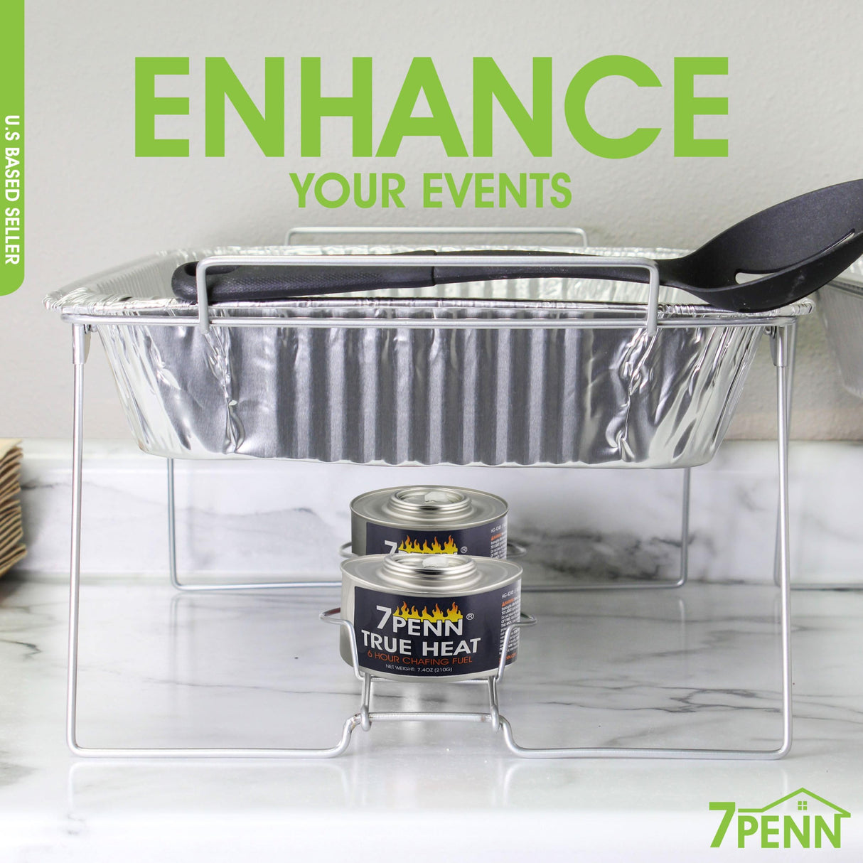 7Penn Buffet Food Warmers for Parties, 12 Pack - 6 Hour Chafing Dish Fuel Cans Catering Food Warmers Buffet Heating Food Warmer Party Canned Heat Burner with Bonus Lid Openers
