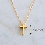 Austin Down to Earth Gold Cross Necklaces for Women, 14k Gold Filled Chain, Dainty Tiny Small Pendant, Christian Gift for Baptism Confirmation Graduation (16-18 inches, adjustable)
