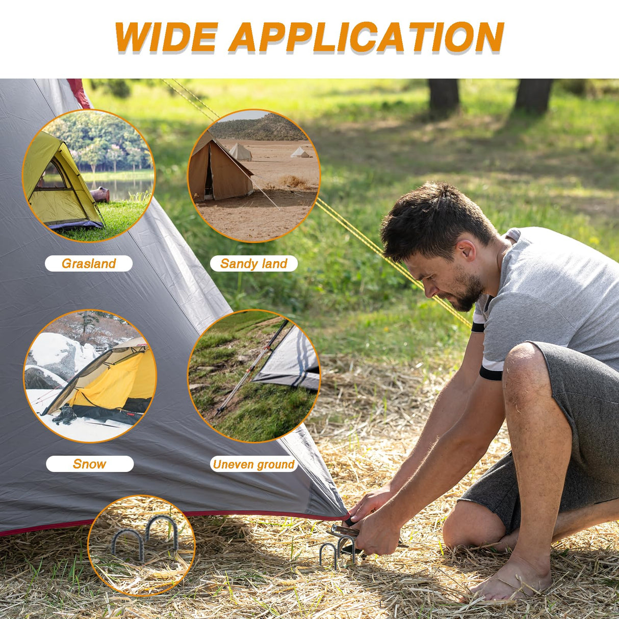 8 Inch Rebar Stakes Heavy Duty, 10 Pack Garden Stake U-Hook, Electrostatic Rust Proof Metal Stakes for Tent, Landscape,Outdoor Decorations, Fabric Ground Cover, Tube Fixing