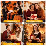 Maple Leaf Flameless Candles Set of 3, Fall Candles with Remote & Timer