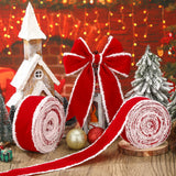 Syhood 2 Rolls Christmas Velvet Decorative Ribbons Rolls Craft DIY Fabric Cloth Wire Edge Ribbons for Craft Christmas Holiday Decoration(2.5 Inch x 50 Yard,Red)