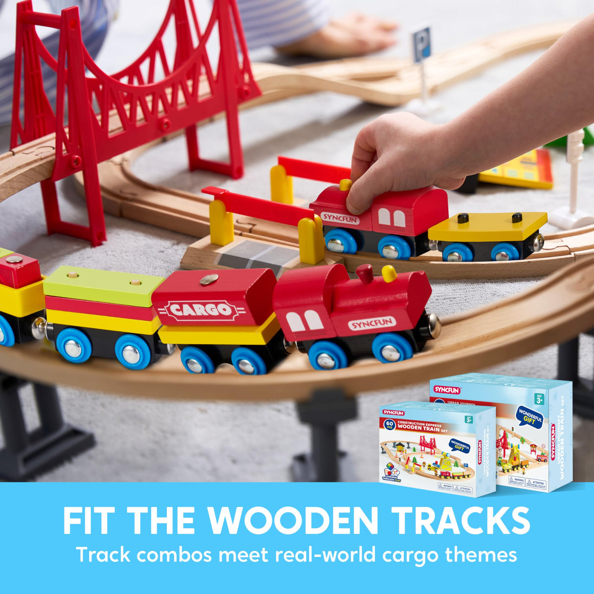 Montessori Wooden Train Toy Set for Kids, 12PCS Magnetic Train Cars with Storage Gift Box, STEM Educational Toy for Boys & Girls, Ages 2-8 Years, Christmas Birthday Party Gift