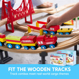 Montessori Wooden Train Toy Set for Kids, 12PCS Magnetic Train Cars with Storage Gift Box, STEM Educational Toy for Boys & Girls, Ages 2-8 Years, Christmas Birthday Party Gift