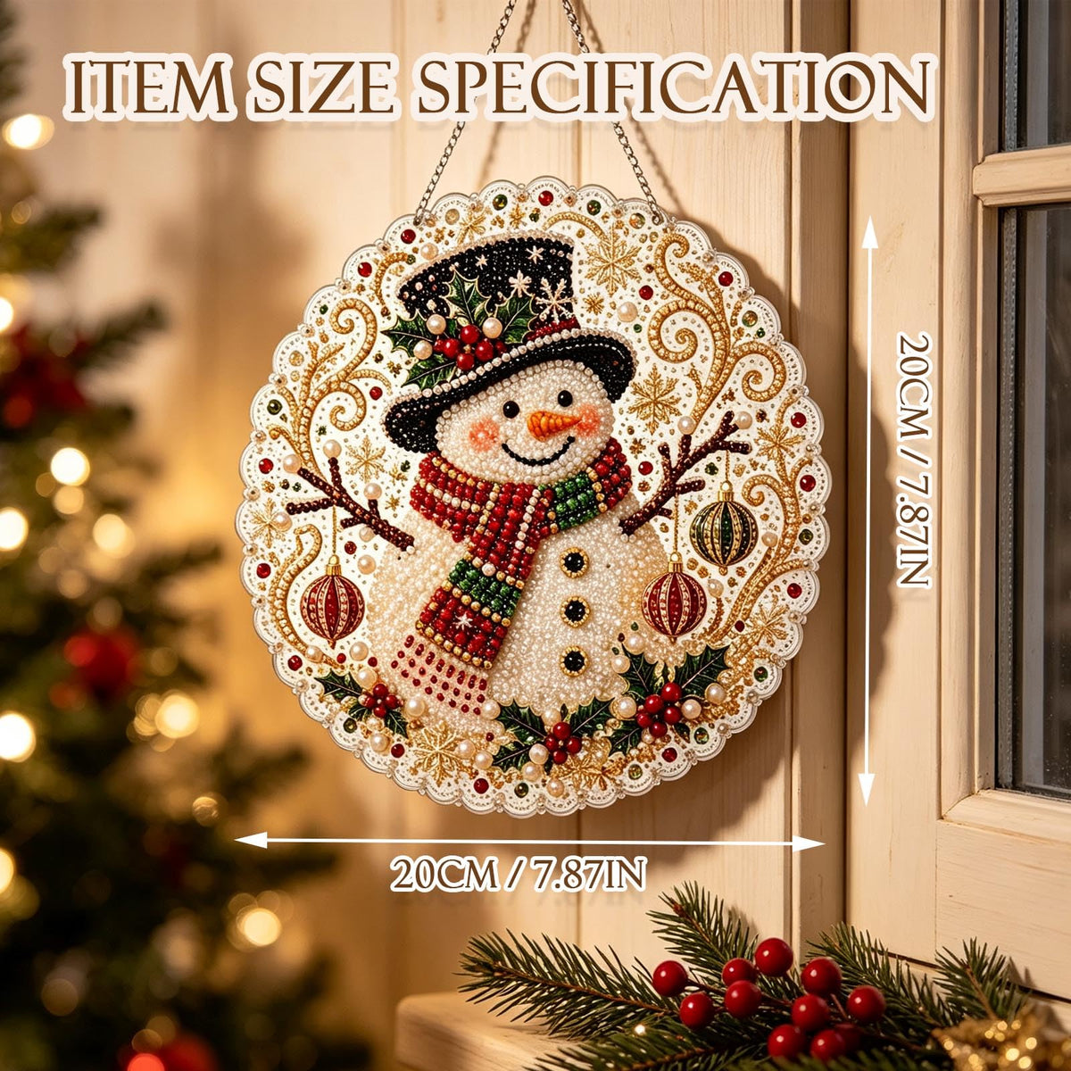 MTZK 2PCS Christmas Pearl Diamond Painting Suncatcher Kit，DIY Craft, Beaded Acrylic Craft Set for Adults & Teens, Creative Xmas Tree Pendant Gift