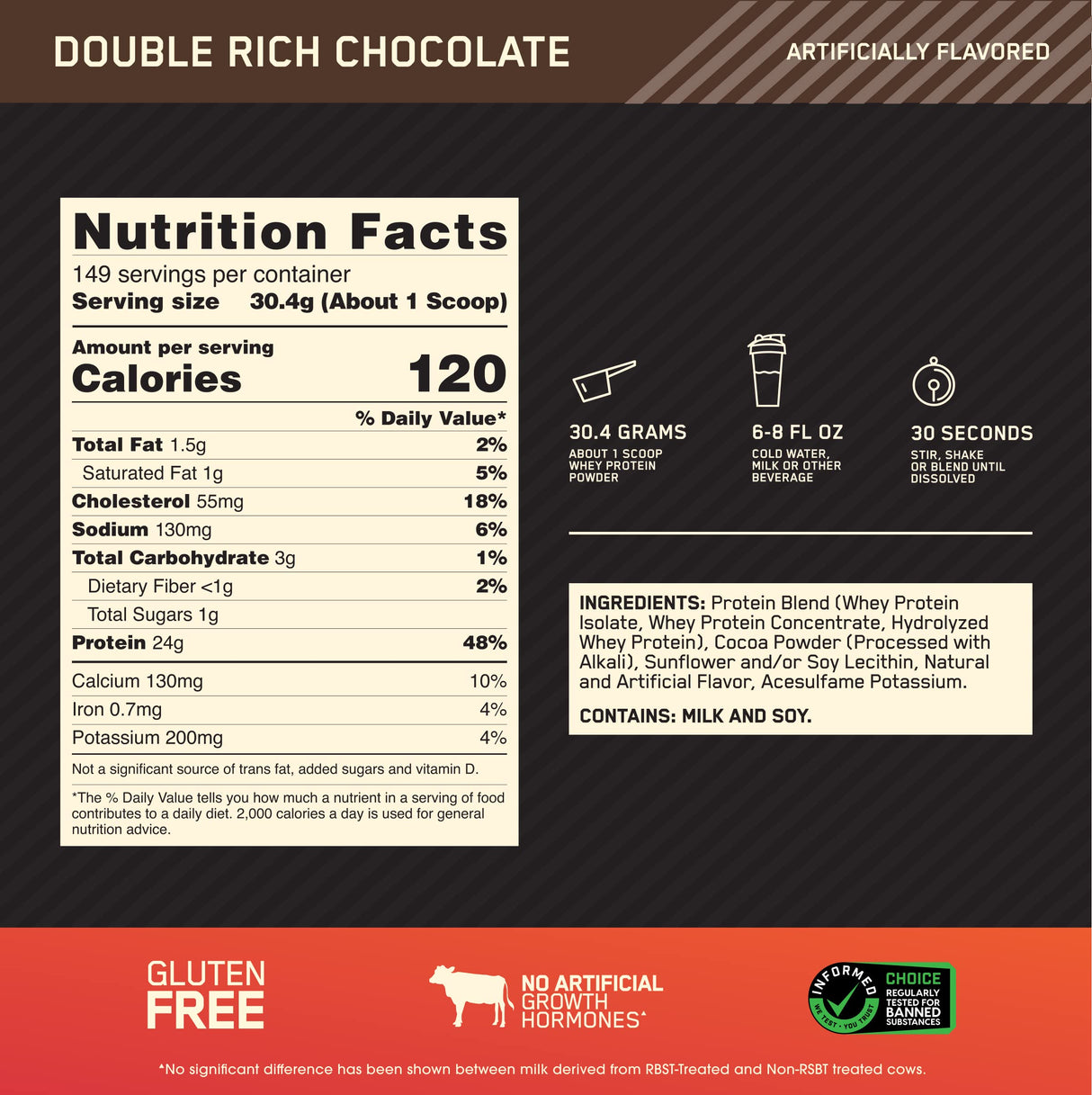 Optimum Nutrition Gold Standard 100% Whey Protein Powder, Double Rich Chocolate 10 Pound (Packaging May Vary)