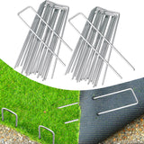 BEBEKULA 100 Pack 6 Inch Garden Stakes, Galvanized Landscape Staples for Weed Barrier Fabric, Heavy Duty Sod Pins Securing Pegs Netting Ground Sheets Irrigation Tubing