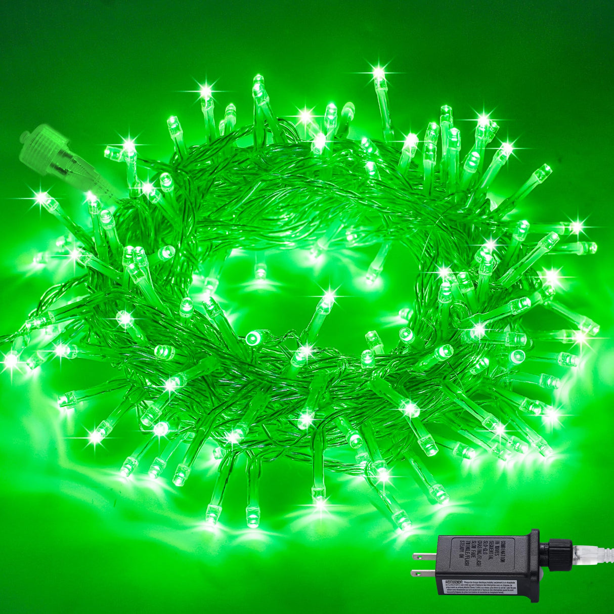 JMEXSUSS Connectable 100 LED Green Halloween Lights, 8 Modes Plug-in Green Christmas Lights Indoor, 33ft Clear Wire Twinkle String Light Outdoor for Halloween Christmas Tree Xmas Decor