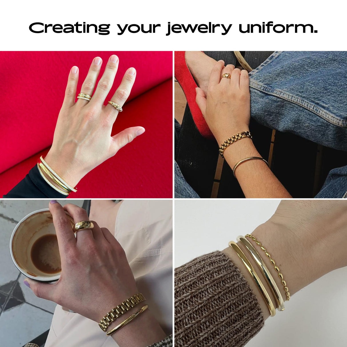Ana Luisa Cuff Bracelets for Women - 14K Gold Plated & Silver Rhodium Cuff Bracelets - Sleek Designs Perfect for Layering - Hypoallergenic, Water-Resistant, Tarnish-Free Bracelet