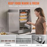 VEVOR Hot Box Food Warmer, 5-Tier Concession Warmer with Water Tray, 5 Pans, Single-Door and Adjustable Shelves, Stainless Steel Food Warmer Cabinet, Ideal for Storing Pizza, Chicken, Restaurant