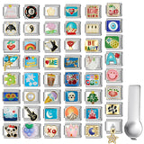 Stainless Steel Italian Charm Bracelet, 18 Link Starter Bracelet 9mm Charms