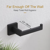 KOKOSIRI Black Toilet Paper Holders Bathroom Toilet Paper Roll Holder SUS304 Stainless Steel Contemporary Wall Mounted, 2 Pack, B2003BK-P2