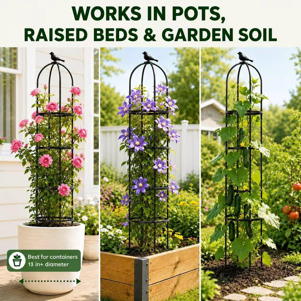 OTOSUNNY 2 Pack 6 ft Garden Obelisk Trellis for Climbing Plants Outdoor