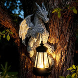 Garden Statues Tree Hugger Dragon - Halloween Dragon Statue Solar Lights Outdoor Patio Wall Decor,Christmas& Mothers Day&Birthday Gifts for Grandma Mom Women,Ideas Arts Crafts Waterproof Resin Lantern