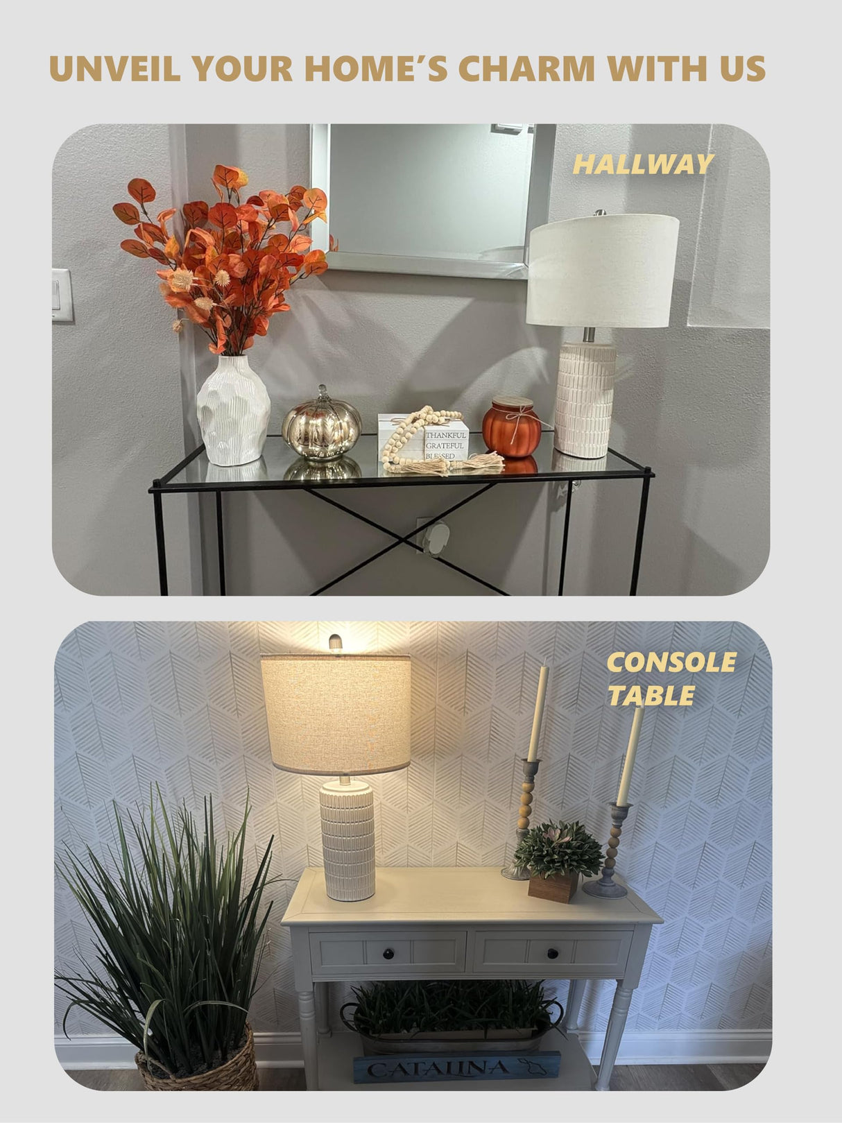 PoKat 23'' Bedside Table Lamp for Bedroom Nightstands, Birthday Gifts for Women Mom, House Warming Gifts New Home Decor, Ceramic Desk Lamp for Living Room, White Modern Bedroom Lamp