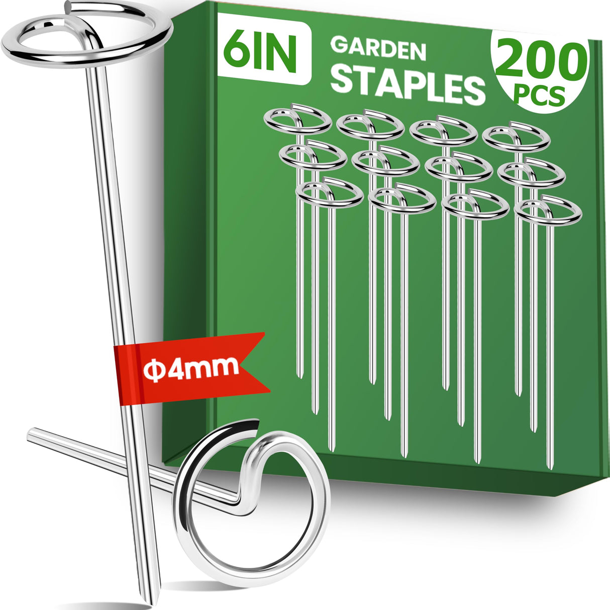 6 Inch Landscape Staples, Weed Barrier Fabric Stakes, Garden Pins (200pcs)