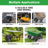 LTNICER 10" Flat Free Replacement Wheels for Gorilla Carts (2-Pack), 4.10/3.50-4 Solid Tires with 5/8" Axle Bore & 2.1" Offset Hub, Heavy Duty No-Flat Wheels for Garden Carts, Hand Trucks & Wagons