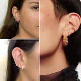 Small Silver Hoop Earrings for Women- Huggie Hoops Cartilage Earring Set