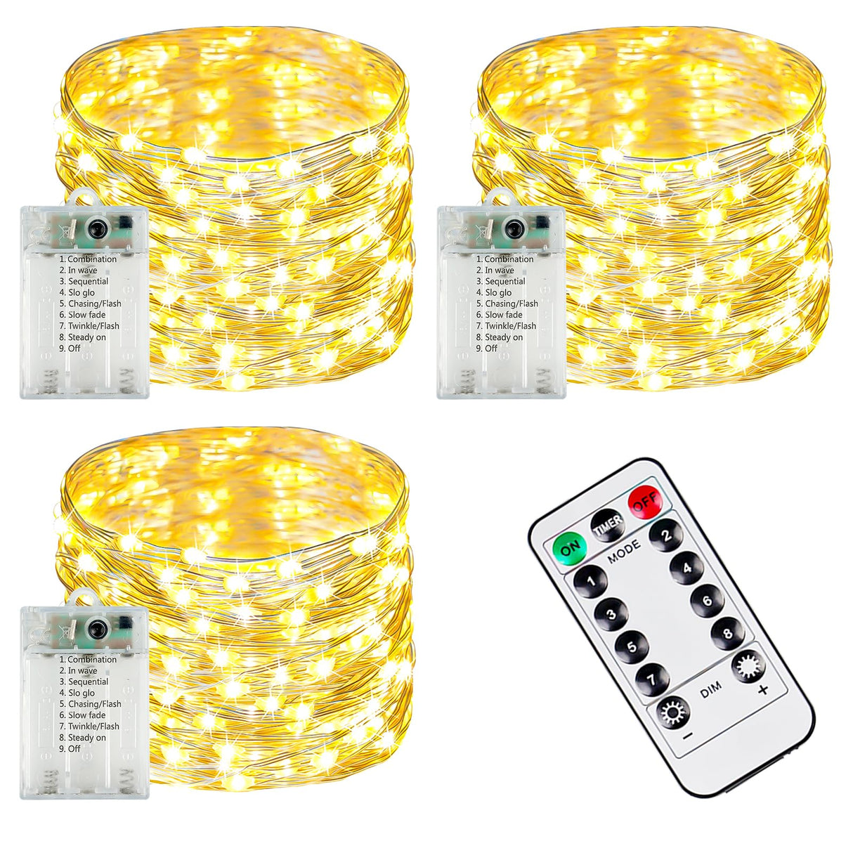 3-Pack 78FT 240 LED Fairy Lights Battery Operated with Timer & Remote, Waterproof Twinkle Lights Indoor Outdoor 8 Modes for Bedroom Centerpiece Wedding DIY Party Christmas Classroom Dorm Decoration