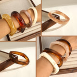 Vieyomn 8 Pcs Irregular Chunky Wide Wrist Bangle Bracelet Colorful Acrylic Resin Bangle Bracelets Set for Women