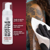Hustle Bubbles Tattoo Aftercare Tattoo Soap Antibacterial Soap To Clean New Tattoos & Piercings Essential Tattoo Supplies 7oz