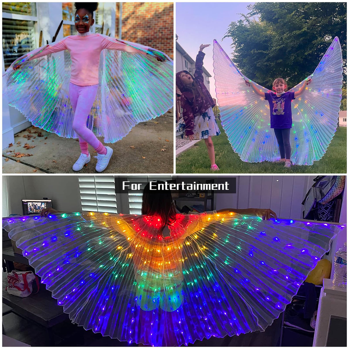 ZFBIRD LED Butterfly Wings Light Up Fairy Wings Luminous Butterfly Costumes for Halloween, Christmas and Belly Dance