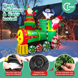 Toiyjofe 6.2FT Christmas Inflatables Train & Santa Claus Outdoor Yard Decortaions Blow-up Christmas Decor with Built-in LED Lights for Garden Lawn Party