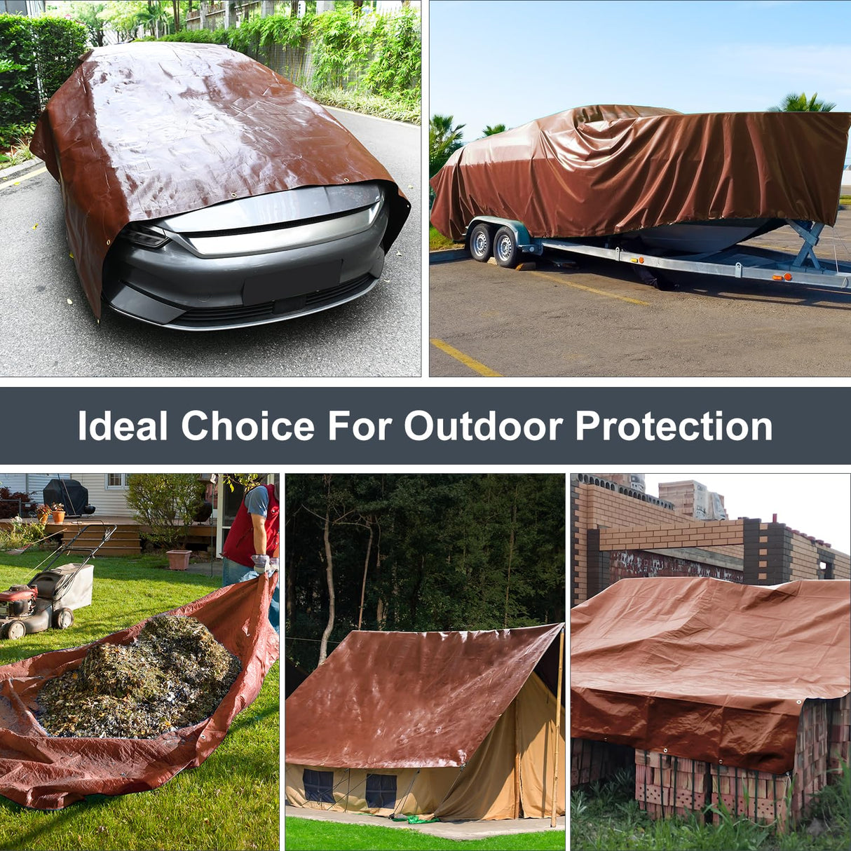 Patiobay Tarp 8x10FT, 14 Mil Large Tarps Heavy Duty Waterproof with Grommets Every 23.6", 420D Thick Plastic Tarp, UV Resistant Tear&Fade Resistant, Reinforced Edges for Outdoor Pool Camp Tent