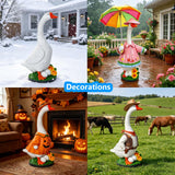 GasSaf 23 Inch Porch Goose Outdoor Garden Statue, Large Porch Goose for Garden Yard Patio Balcony Decor, Heavy-Duty & Independent Standing, Big Resin White Cygnus Sculpture, Father Gift