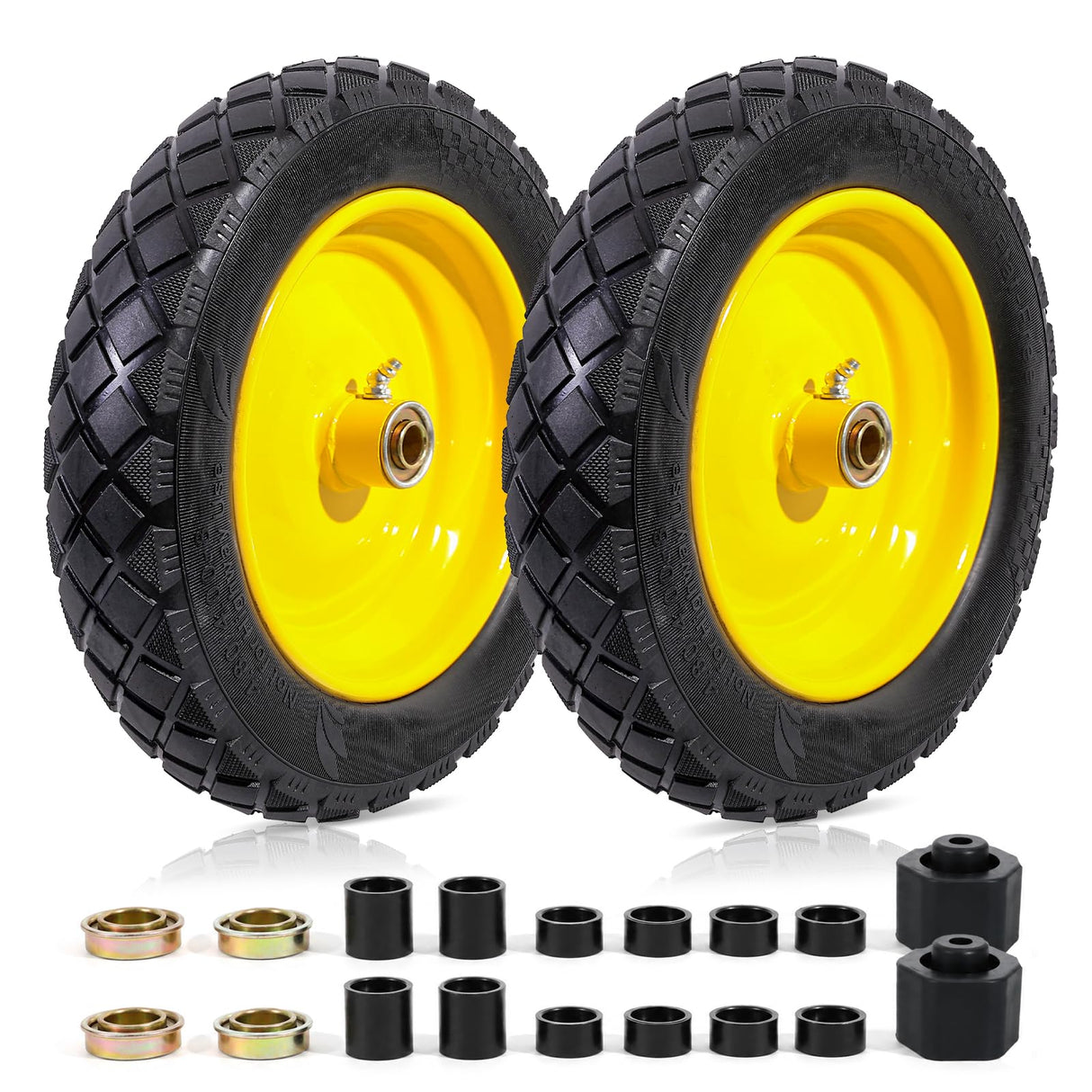 MZREXN 4.80/4.00-8" Wheelbarrow Tires, 15" Flat Free Tire and Wheel