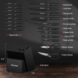 Knife Set, Astercook 21 Pieces Knife Sets for Kitchen with Block, Dishwasher Safe Kitchen Knife Set with Built-in Sharpener, German Stainless Steel Black Knife Block Set, Fathers Day Gift for Men