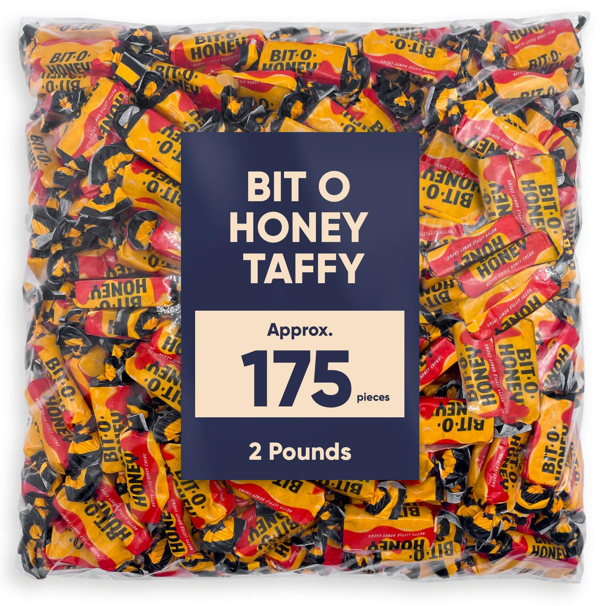 Bit O Honey Candy - 2 Pounds - Approx 175 Traditional Christmas Candy - Bulk Candy Individually Wrapped - Classic Candy - Chewy Candy - Perfect Holiday Candy - Honey Candy for Festive Season
