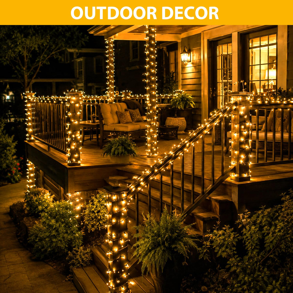 100FT Warm White Christmas String Lights, Outdoor Waterproof LED,Green Wire