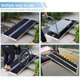 NEOWISM Protable wheelchair ramp 3FT,Non-Slip Folding Aluminum Handicap Ramps,Threshold Ramp for home,Holds up to 600lbs,Wheelchair ramp for steps,Mobility Scooter,Doorways (3FT Useing Height 3-9inch)
