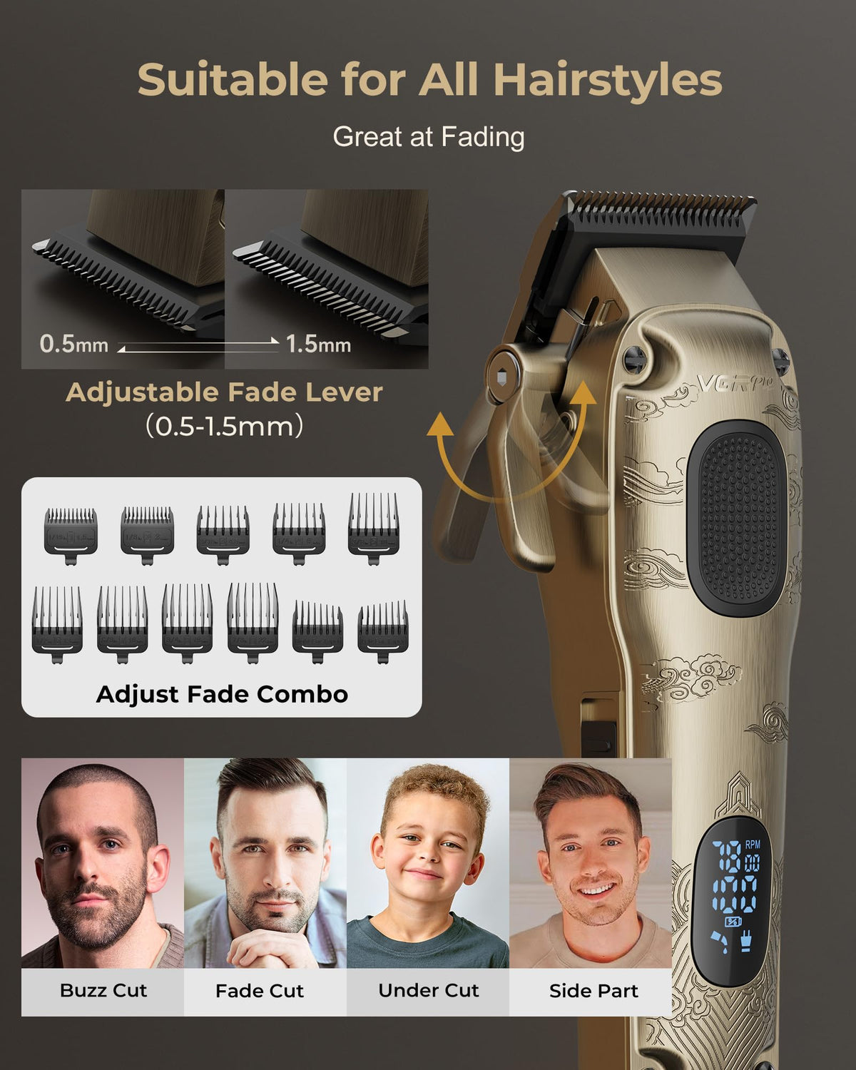 VGRPRO Hair Clippers for Men Professional, Cordless Clipper and Trimmer Set