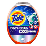 Tide Ultra OXI Power PODS with Odor Eliminators Laundry Detergent Pacs, 48 Count, For Visible and Invisible Dirt