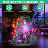 Meonum 1 Pack Mini Greenhouse with 10W 200 LED Grow Light Bulbs for Indoor, 27" x 27" x 30" Pop Up Small Greenhouse Cover with Bottom Waterproof Bottom Mat for Indoor Outdoor Plants Seed Starting