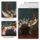 MOSTORY Handmade Antler Headband Brown - Adjustable Reindeer Horns Crown with Ears Fairy Flower Woodland Headpiece for Renaissance Christmas Cosplay Prom Fae Ball Costume Photo Prop