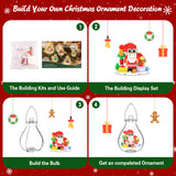 Christmas Ornaments Building Block Set, Compatible with Lego Christmas Tree Decorations Bulbs with Warm Light, Santa Claus Sleigh Phone Booth Fireplace Building Sets Gifts Stocking Stuffers (5 Pack)