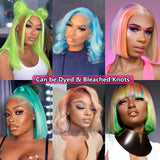 613 Blonde Bob Wig Human Hair 12 Inch 13x4 Blonde Bob Lace Front Wigs Human Hair Pre Plucked 613 Colored 180% Density Straight HD Lace Frontal Short Bob Wigs for Women Glueless Bob Wig with Baby Hair