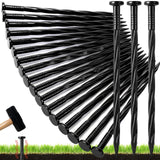 Jetec 150 Pcs 8 Inch Black Landscape Edging Stakes, Spiral Anchoring Spikes