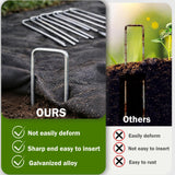 200 Pack Landscape Staples Garden Stakes 6 Inch 11 Gauge Galvanized Landscape Fabric Pins Anti-Rust Landscape Spike Heavy Duty Ground Staples for Weed Barrier, Irrigation Tubing & Lawn Decor