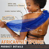 African Net Sponge Authentic - 2 Pieces Real African Exfoliating Sponge with Knots - Afro Back Scrub Net for Body Exfoliator - Bath Washcloth for Shower