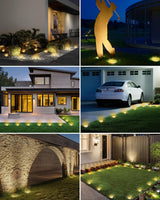 btfarm 16 Pack Solar Lights Outdoor, 8 LED Solar Ground Lights IP65 Waterproof Flat Solar Disc Light, Pathway Lights for Garden Lawn Patio Yard Path Landscape, Warm White