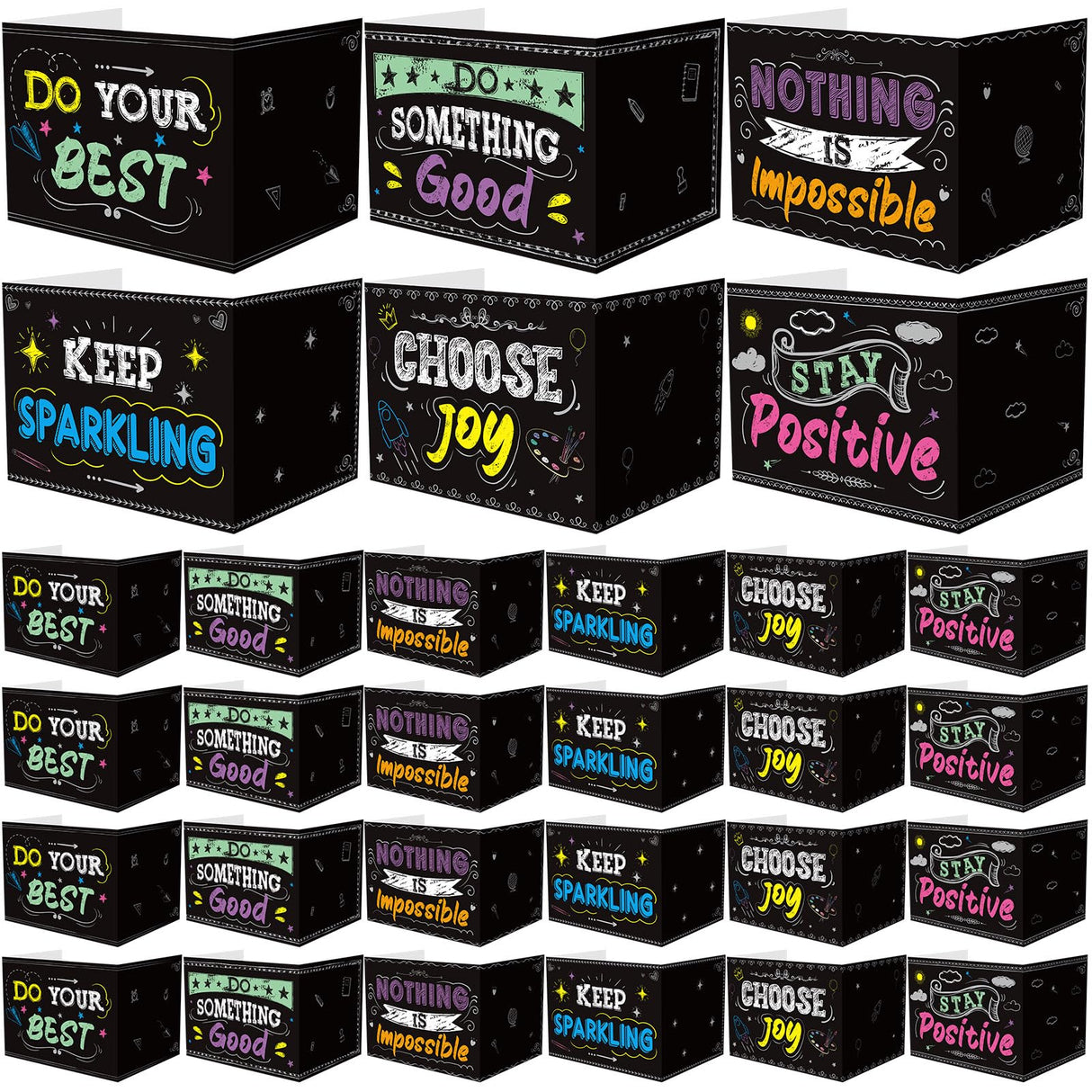 Honoson 24 Pcs Bulk Inspirational Privacy Folders for Students Cardboard Test Privacy Boards Motivational Words Desk Dividers Shield for Classroom School Study Supplies, 6 Styles(Blackboard)