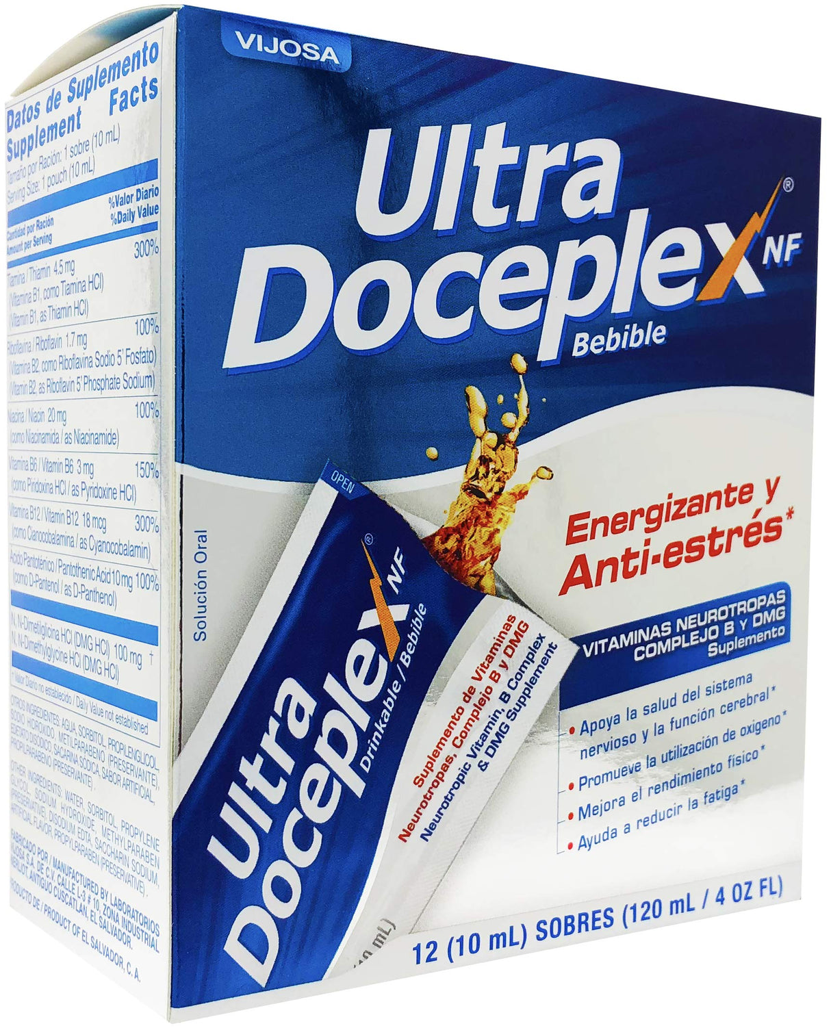 VIJOSA Ultra Doceplex Energy Pouches - Powerful B Complex in a Pouch -liquid, 12 Pouches