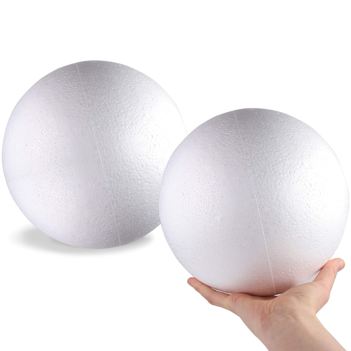 DIYASY 8’ Large White Foam Balls,2 Pack Giant Foam Balls,Smooth Solid Craft Balls for Christmas DIY Ornaments.