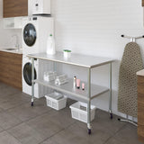 AmGood 30 in. x 60 in. Stainless Steel Work Table with Wheels | Metal Kitchen Food Prep Table | NSF