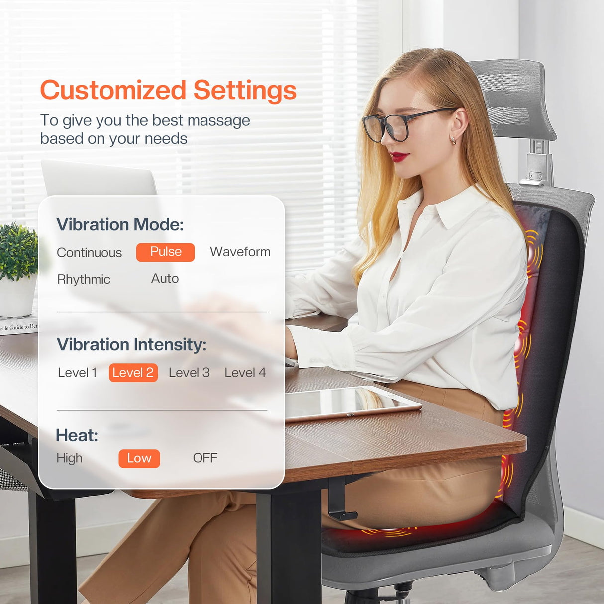 CILI Massage Chair Pad,Back Massager with Heat,Massage Seat Cushion with 10 Vibration Motors,30-60-90 Minutes Heating Options,Chair Massager for Office Chair, Home Office Use