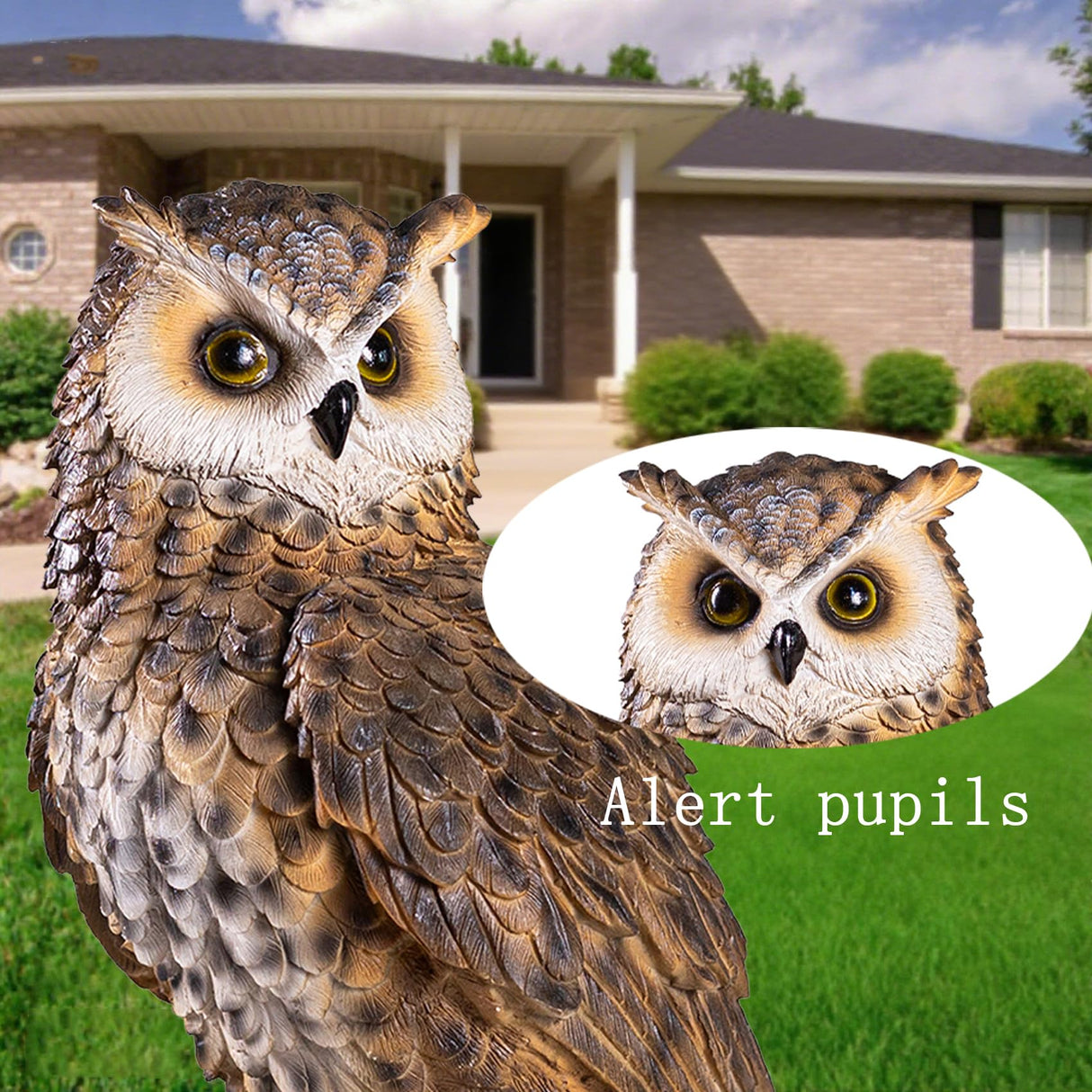 RKGOMDMU 13.3 - inch Owl Decoy Decor Outdoor Statue. Ideal for Animal Statues Courtyard Lawn Decoration, Sculptures for Yard and Grassland Adornment, Housewarming Gift.